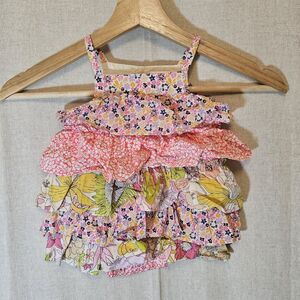 Liberty Of London Target Baby Romper Tiered Colorful Mixed Floral Print Size 6m